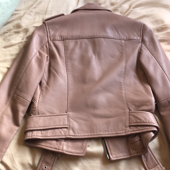 NWOT All Saints Pink Balfern Leather Jacket - Picture 4 of 5